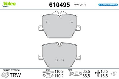 Brake Pad Set, disc brake VALEO 610495