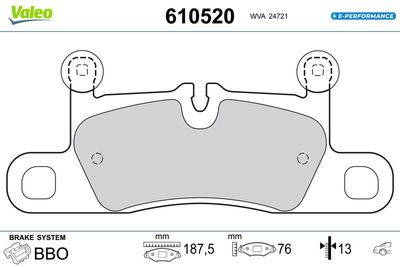 Brake Pad Set, disc brake VALEO 610520