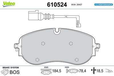 Brake Pad Set, disc brake VALEO 610524