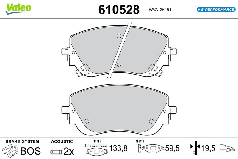 VALEO 610528 Brake Pad Set, disc brake