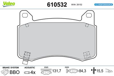 Brake Pad Set, disc brake VALEO 610532