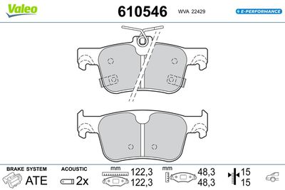 Brake Pad Set, disc brake VALEO 610546