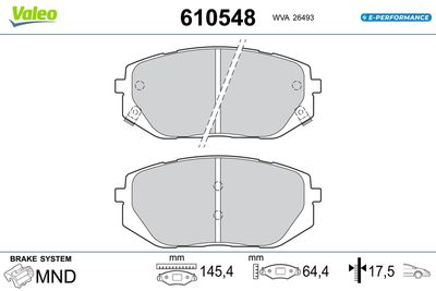 Brake Pad Set, disc brake VALEO 610548