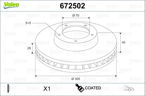 VALEO 672502 Brake Disc