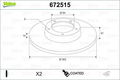 Brake Disc VALEO 672515