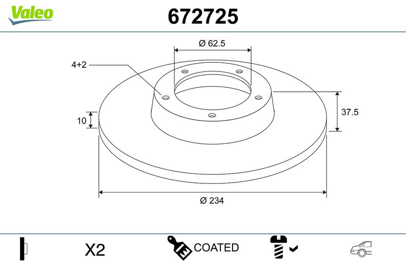 VALEO 672725 Brake Disc