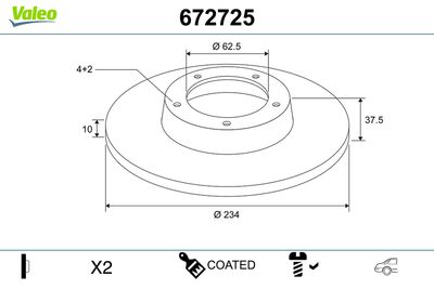 Brake Disc VALEO 672725