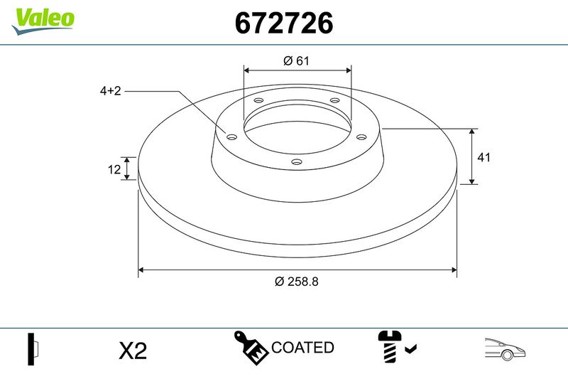 VALEO 672726 Brake Disc