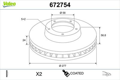 Brake Disc VALEO 672754