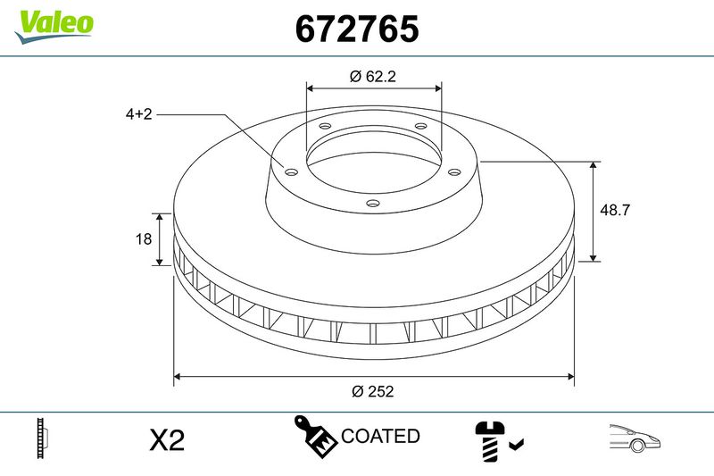 VALEO 672765 Brake Disc