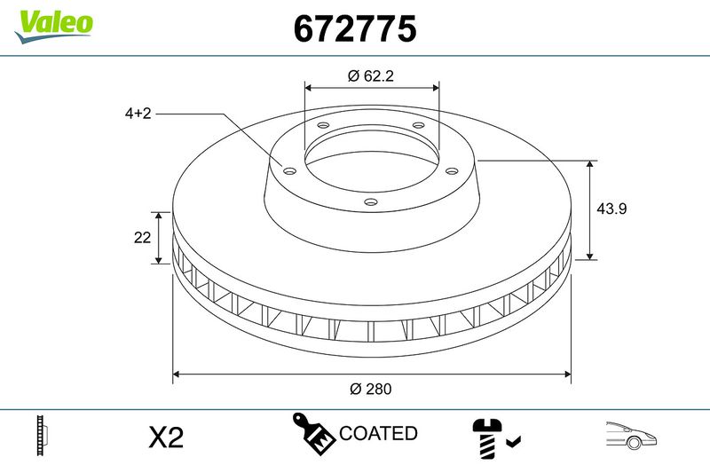 VALEO 672775 Brake Disc