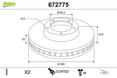 Brake Disc VALEO 672775