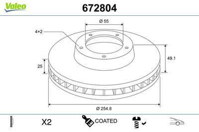 Brake Disc VALEO 672804