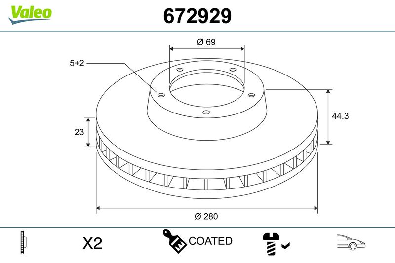VALEO 672929 Brake Disc