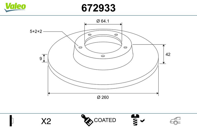 VALEO 672933 Brake Disc