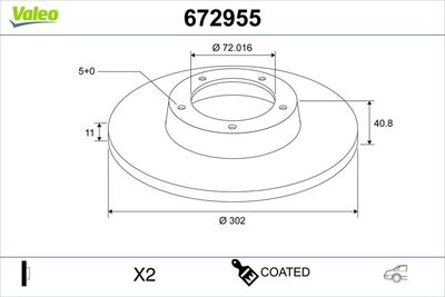 Brake Disc VALEO 672955