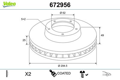 Brake Disc VALEO 672956