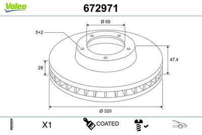 Brake Disc VALEO 672971