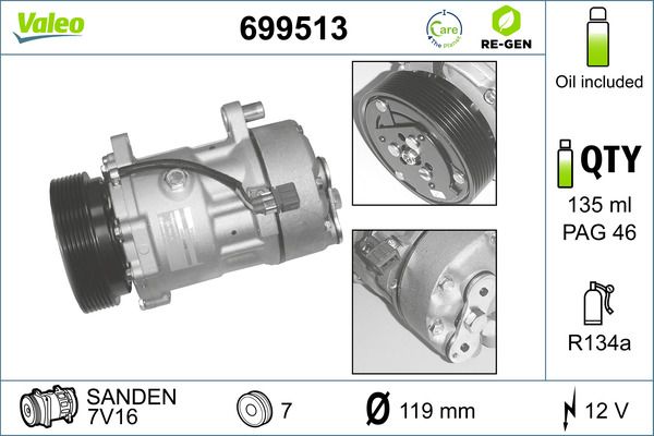 VALEO 699513 Compressor, air conditioning