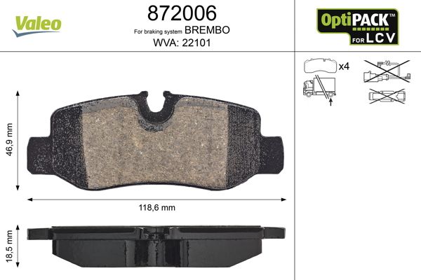 VALEO 872006 Brake Pad Set, disc brake