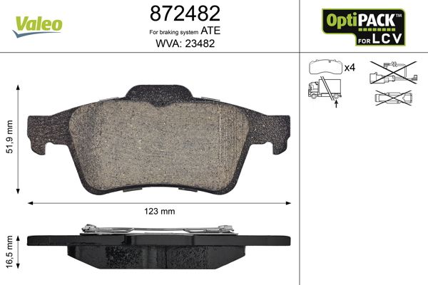 VALEO 872482 Brake Pad Set, disc brake