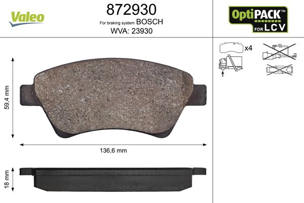 VALEO 872930 Brake Pad Set, disc brake