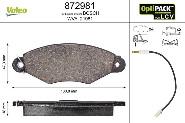 VALEO 872981 Brake Pad Set, disc brake