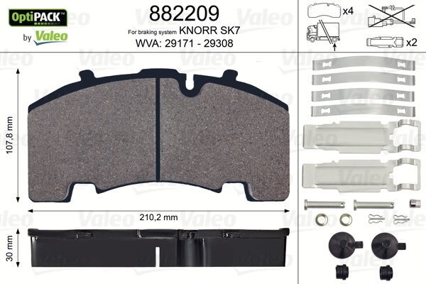 VALEO 882209 Brake Pad Set, disc brake