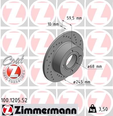 Brake Disc ZIMMERMANN 100.1205.52