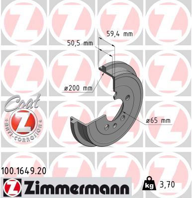 Brake Drum ZIMMERMANN 100.1649.20