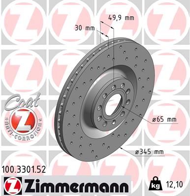 Brake Disc ZIMMERMANN 100.3301.52