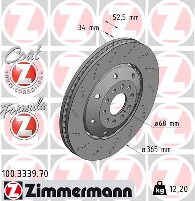 Brake Disc ZIMMERMANN 100.3339.70