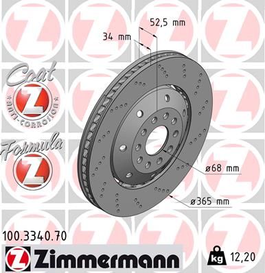 Brake Disc ZIMMERMANN 100.3340.70