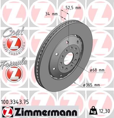 Brake Disc ZIMMERMANN 100.3343.75