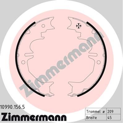 Brake Shoe Set, parking brake ZIMMERMANN 10990.156.5