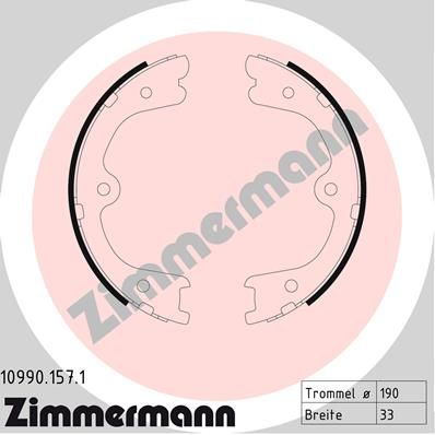 Brake Shoe Set, parking brake ZIMMERMANN 10990.157.1