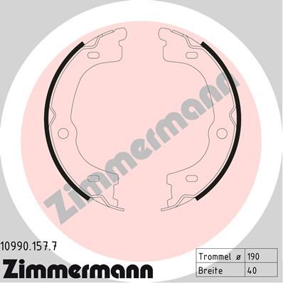 ZIMMERMANN 10990.157.7 Brake Shoe Set, parking brake