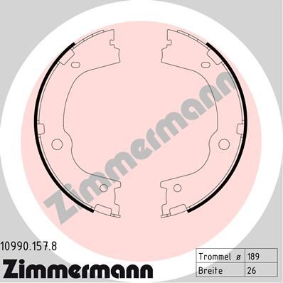 ZIMMERMANN 10990.157.8 Brake Shoe Set, parking brake