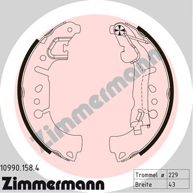 ZIMMERMANN 10990.158.4 Brake Shoe Set
