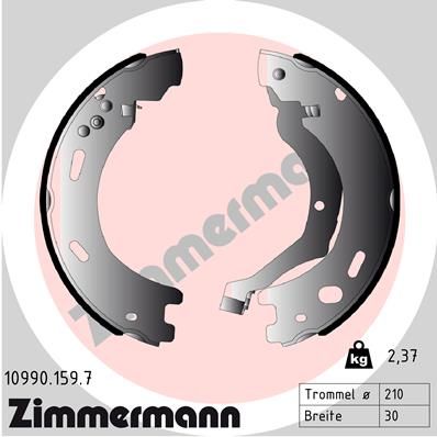 ZIMMERMANN 10990.159.7 Brake Shoe Set, parking brake