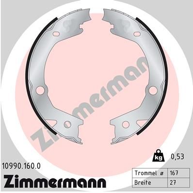 ZIMMERMANN 10990.160.0 Brake Shoe Set, parking brake