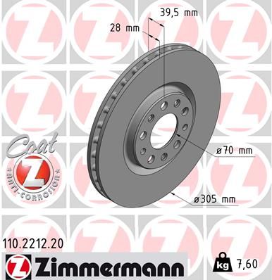 Brake Disc ZIMMERMANN 110.2212.20