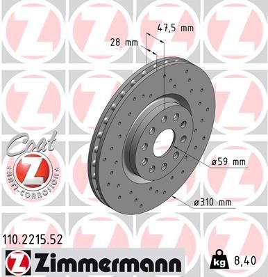 ZIMMERMANN 110.2215.52 Brake Disc