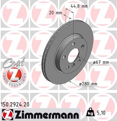 Brake Disc ZIMMERMANN 150.2924.20