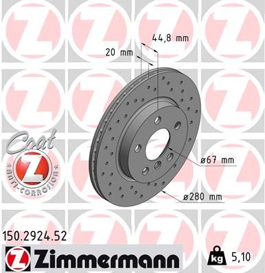 Brake Disc ZIMMERMANN 150.2924.52