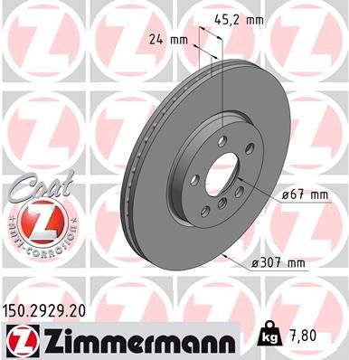 ZIMMERMANN 150.2929.20 Brake Disc