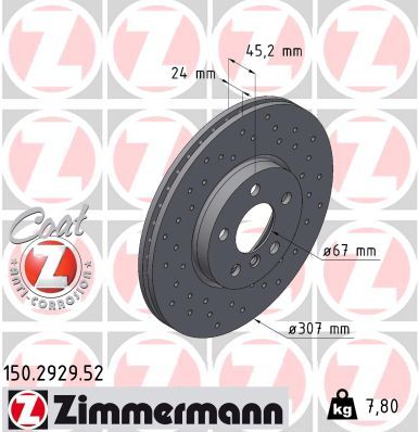 ZIMMERMANN 150.2929.52 Brake Disc