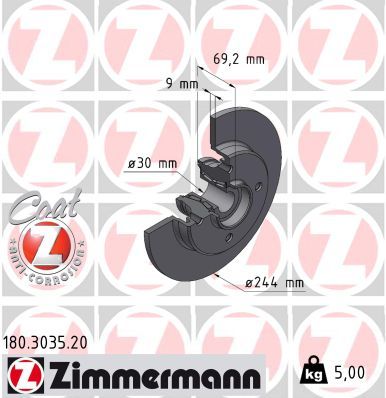 Brake Disc ZIMMERMANN 180.3035.20