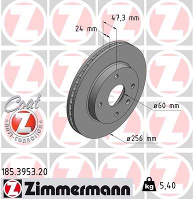 ZIMMERMANN 185.3953.20 Brake Disc