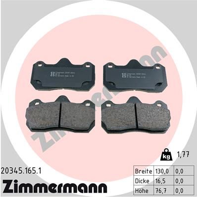Brake Pad Set, disc brake ZIMMERMANN 20345.165.1
